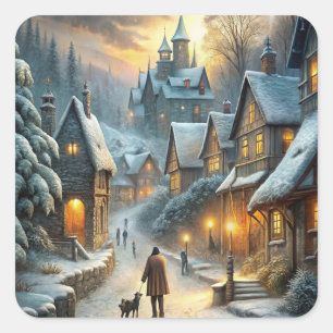 A Lovely Winter Scene Square Sticker
