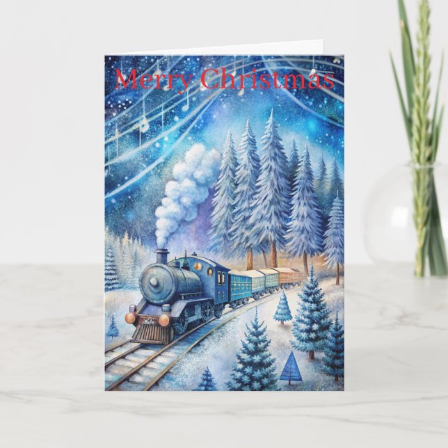 A Lovely Winter Scene With train Holiday Card (Front)