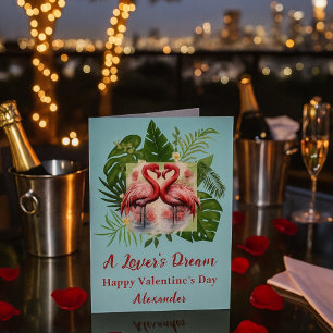 A Lover's Dream Flamingo Valentine's Day Card
