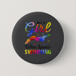 A Loves Swimming Swimmer Player 6 Cm Round Badge
