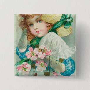 A Loving Thought Maiden with Bonnet 15 Cm Square Badge