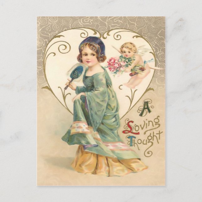 A Loving Thought Vintage Valentine Postcard (Front)