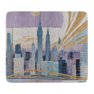 A Lunar Cityscape Cutting Board