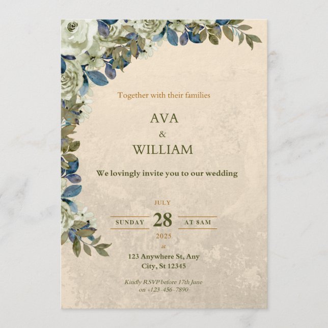 A luxurious and stylish wedding invitation  (Front)