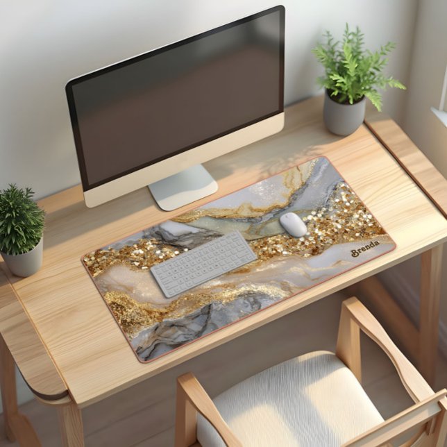 A luxurious gold and white marble background desk mat (Creator Uploaded)