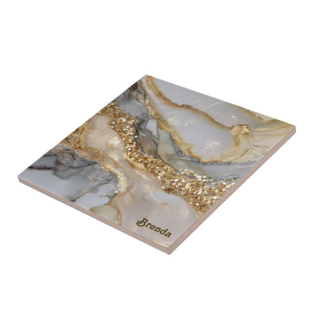 A luxurious gold and white marble background tile (Side)