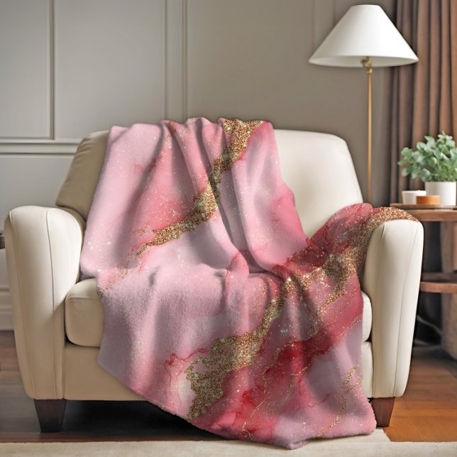 A luxurious pink marble background fleece blanket (Creator Uploaded)