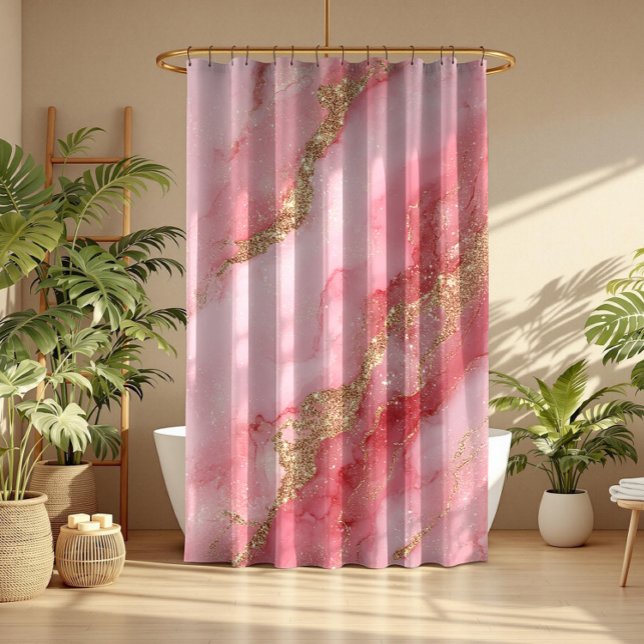 A luxurious pink marble background shower curtain (Creator Uploaded)