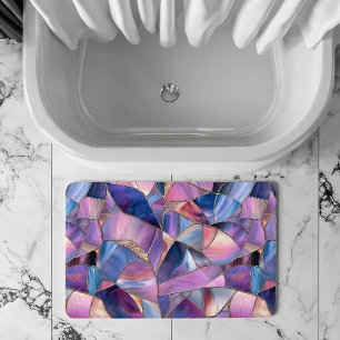 A luxurious Purple Tones Stained Glass Pattern Bath Mat
