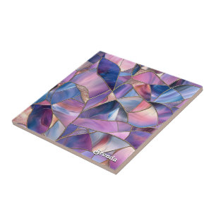 A luxurious Purple Tones Stained Glass Pattern Tile