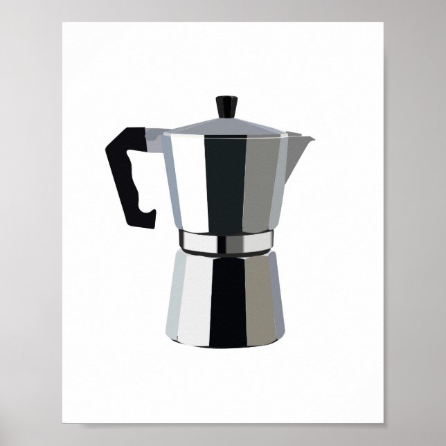 A macchinetta illustration Italian espresso coffee Poster (Front)