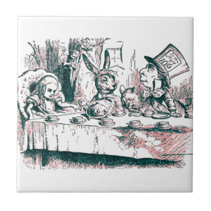 A Mad Tea Party Tenniel Pink Tint Tile