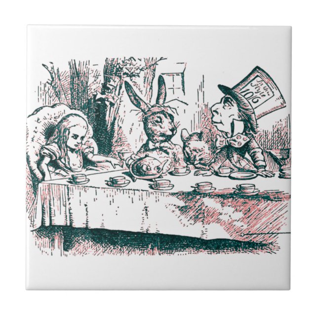 A Mad Tea Party Tenniel Pink Tint Tile (Front)
