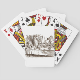 A Mad Tea Party Tenniel Sepia Playing Cards