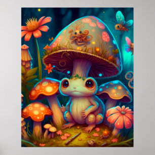 A magic mushroom frog  poster