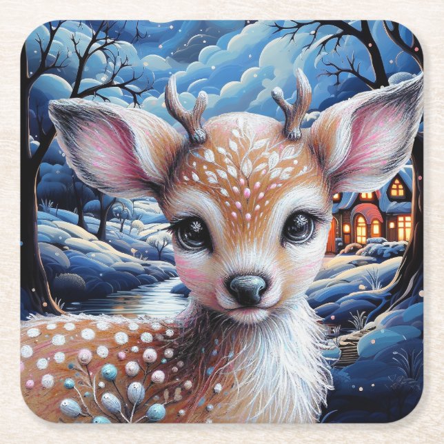 A MAGICAL CHRISTMAS EVE SQUARE PAPER COASTER (Front)