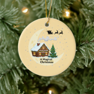 A Magical Christmas Whimsical Santa Sleigh Ceramic Tree Decoration