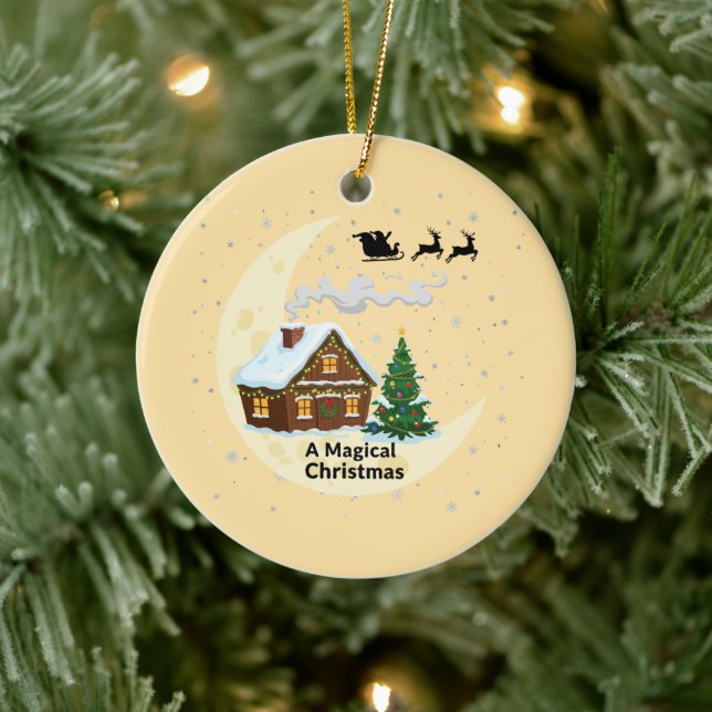 A Magical Christmas | Whimsical Santa Sleigh  Ceramic Tree Decoration (Tree)