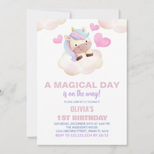 A Magical Day Unicorn Birthday Invitations