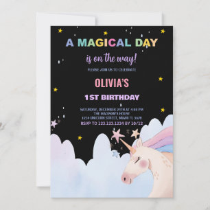 A Magical Day Unicorn Birthday Invitations