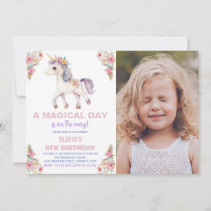 A Magical Day Unicorn Birthday Invitations photo
