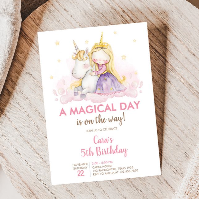 A Magical Day Unicorn Birthday Party  Invitation (Unicorn Baby Shower Invitation)