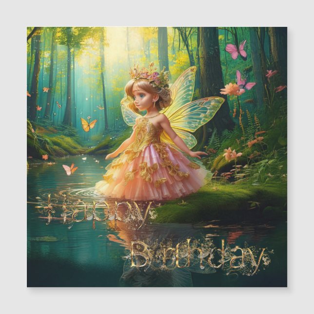 A magical fairy in a pond Happy Birthday (Front)