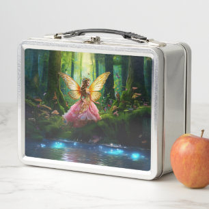 A magical fairy in the woodland forest metal lunch box