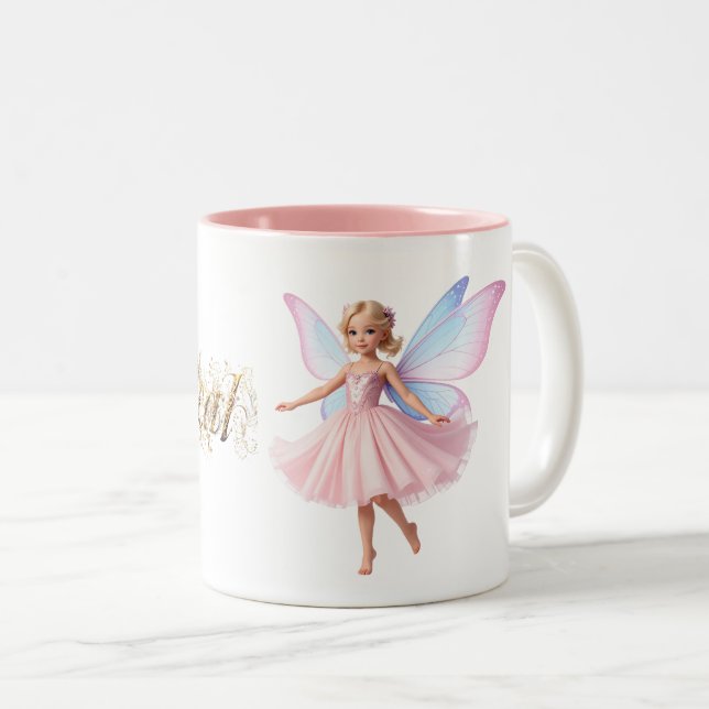 A magical fairy Magical in decorative text Two-Tone Coffee Mug (Front Right)