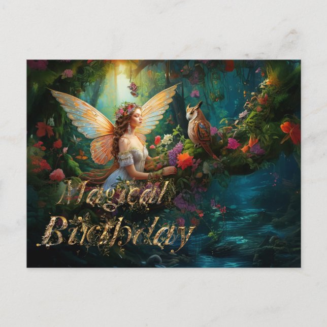 A magical fairy pond Magical Birthday Postcard (Front)