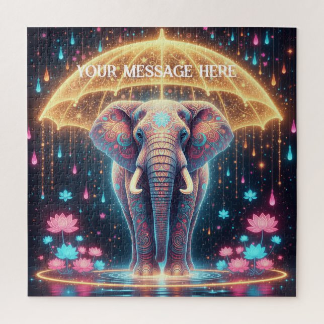 A magical fantasy elephant under an unbrella jigsaw puzzle (Vertical)