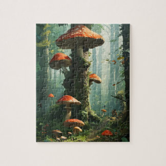 a magical forest, mushrooms, a mystical forest, to jigsaw puzzle