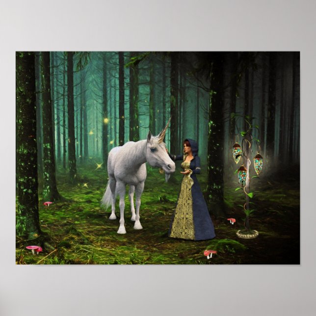 A Magical Meeting - Unicorn Fantasy Art Print (Front)