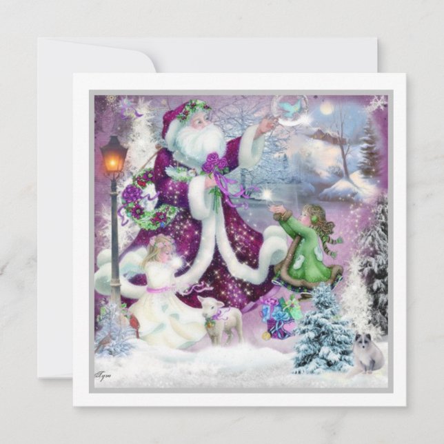 A Magical Moment Santa Dancing With Children Holiday Card (Front)