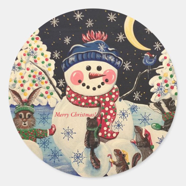 "A Magical Night in the Snow" Classic Round Sticker (Front)