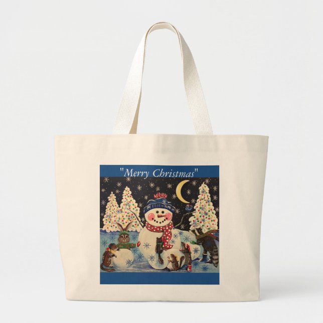 "A Magical Night in the Snow" Large Tote Bag (Front)