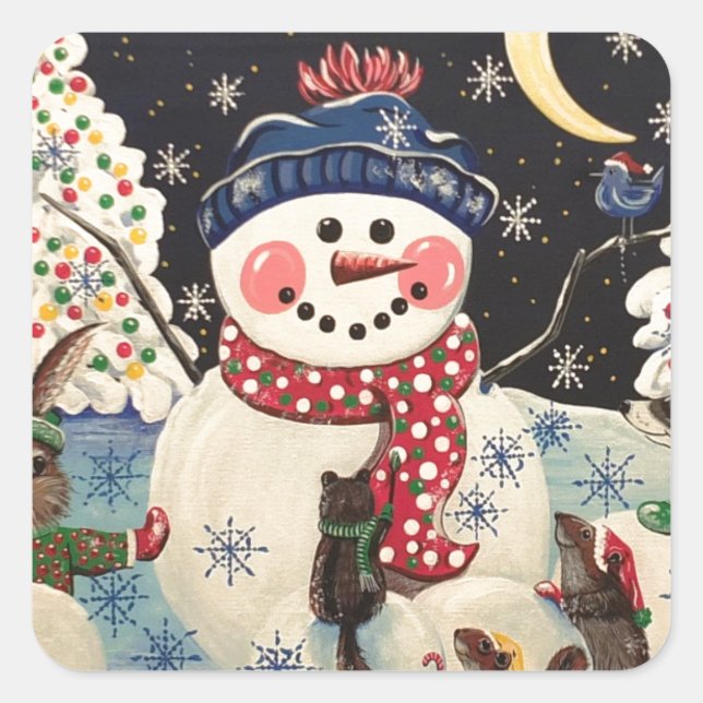 "A Magical Night in the Snow" Square Sticker (Front)