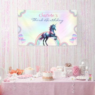 A Magical Rainbow Unicorn Happy Birthday Party Banner