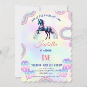 A Magical Rainbow Unicorn Happy Birthday Party Invitation
