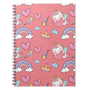 A Magical Rainbow Unicorn Happy Birthday Party Notebook