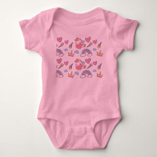 A Magical Rainbow Unicorn Pattern Birthday Party Baby Bodysuit