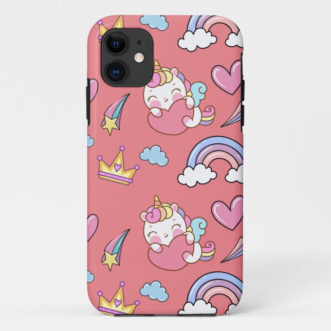 A Magical Rainbow Unicorn pattern Birthday Party Case-Mate iPhone Case (Back)