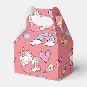 A Magical Rainbow Unicorn Pattern Birthday Party Favour Box