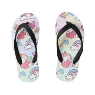 A Magical Rainbow Unicorn Pattern  Birthday Party Kid's Jandals