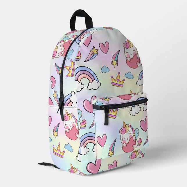 A Magical Rainbow Unicorn Pattern  Birthday Party Printed Backpack (Back Corner Left)