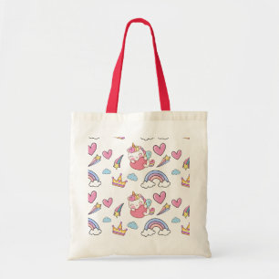 A Magical Rainbow Unicorn Pattern Birthday Party Tote Bag