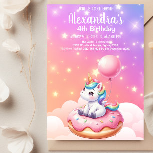 A Magical Unicorn and Rainbow Birthday Party  Invitation