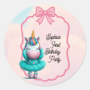 A Magical Unicorn Birthday Invitation Classic Round Sticker