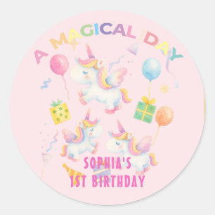 A Magical Unicorn Birthday Invitation Classic Round Sticker