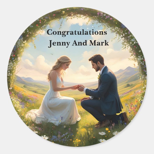 A Magical Wedding Proposal,  Classic Round Sticker (Front)
